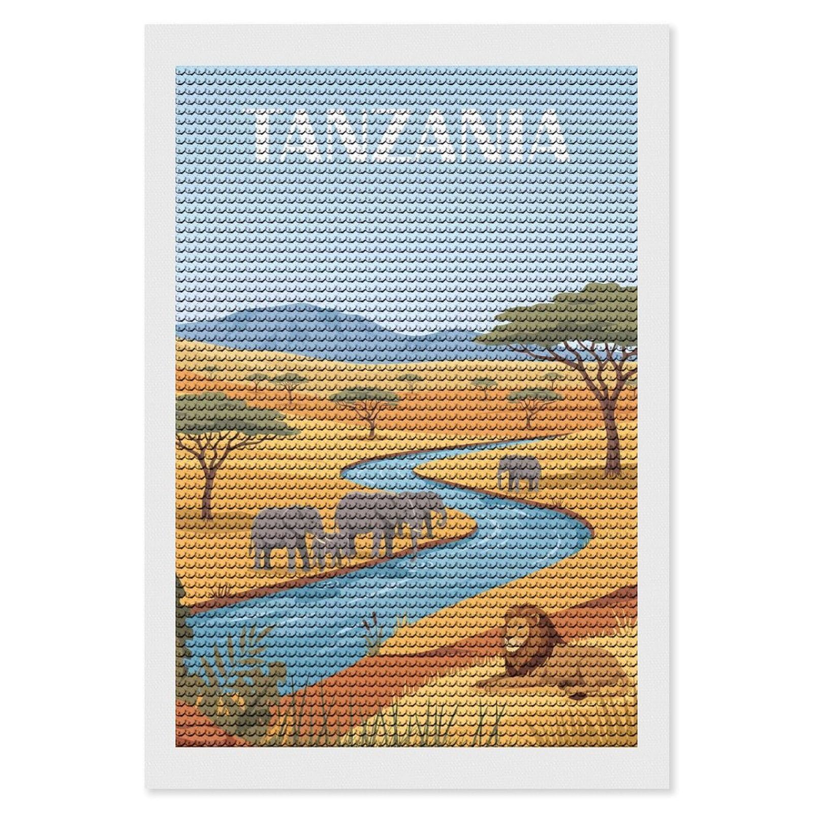Junmoney Tanzania Full Drill Diamond Painting Kit 8"x12", for Teens, Calming Craft to Unwind, Home Wall Decor, Christmas Gift
