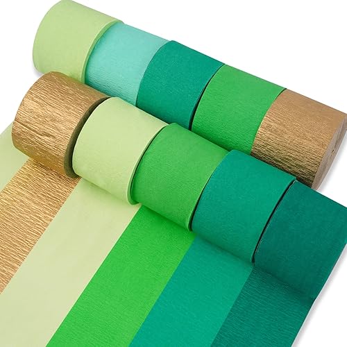 Vista 25 de PartyWoo Serpentinas de papel crepé marrón, 10 unidades de 820 pies, paquete de serpentinas de papel crepé bohemio neutro metálico dorado arena