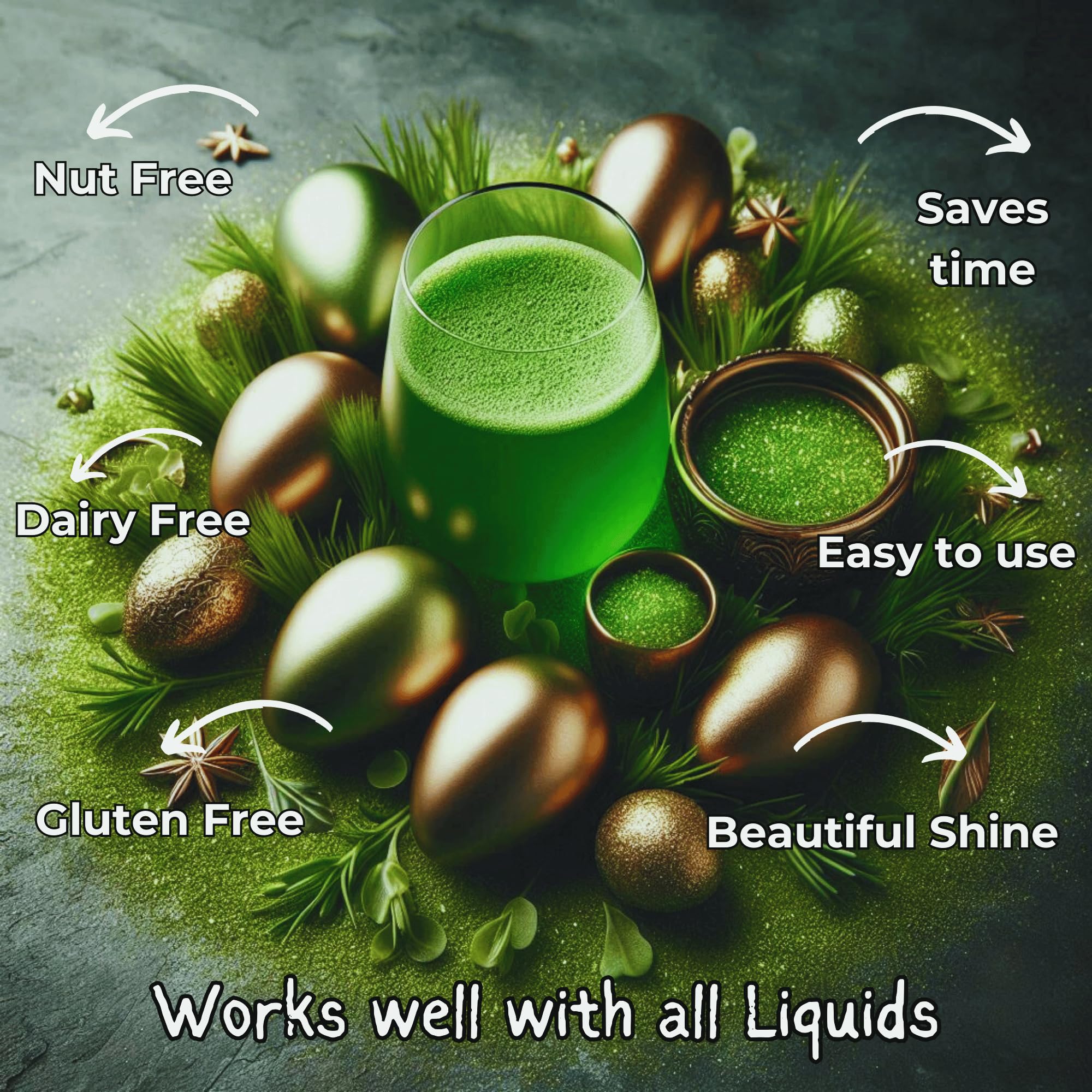 Confect Orchid Green Edible Luster Dust for Drinks & Desserts – Food-Grade Edible Glitter for Cocktails, Cakes, Cupcakes, and Party Decorations – 5 Gms - Image 5 thumbnail