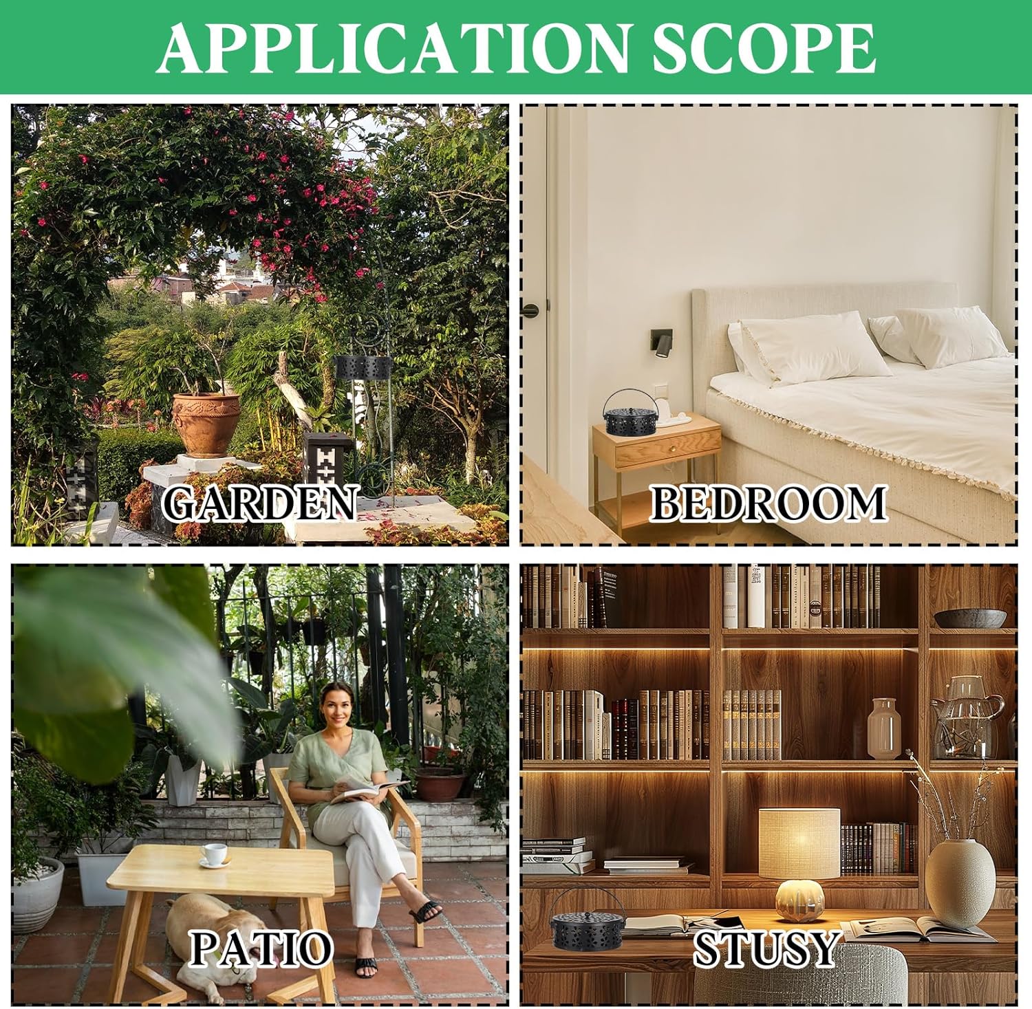 4 Pcs Mosquito Coil Holder Incense Coil Holder, Retro Iron Portable Hanging Outdoor Incense Burner Holder with Handle Round Metal Incense Holder for Home Camping Indoor Outdoor Patio (Black)