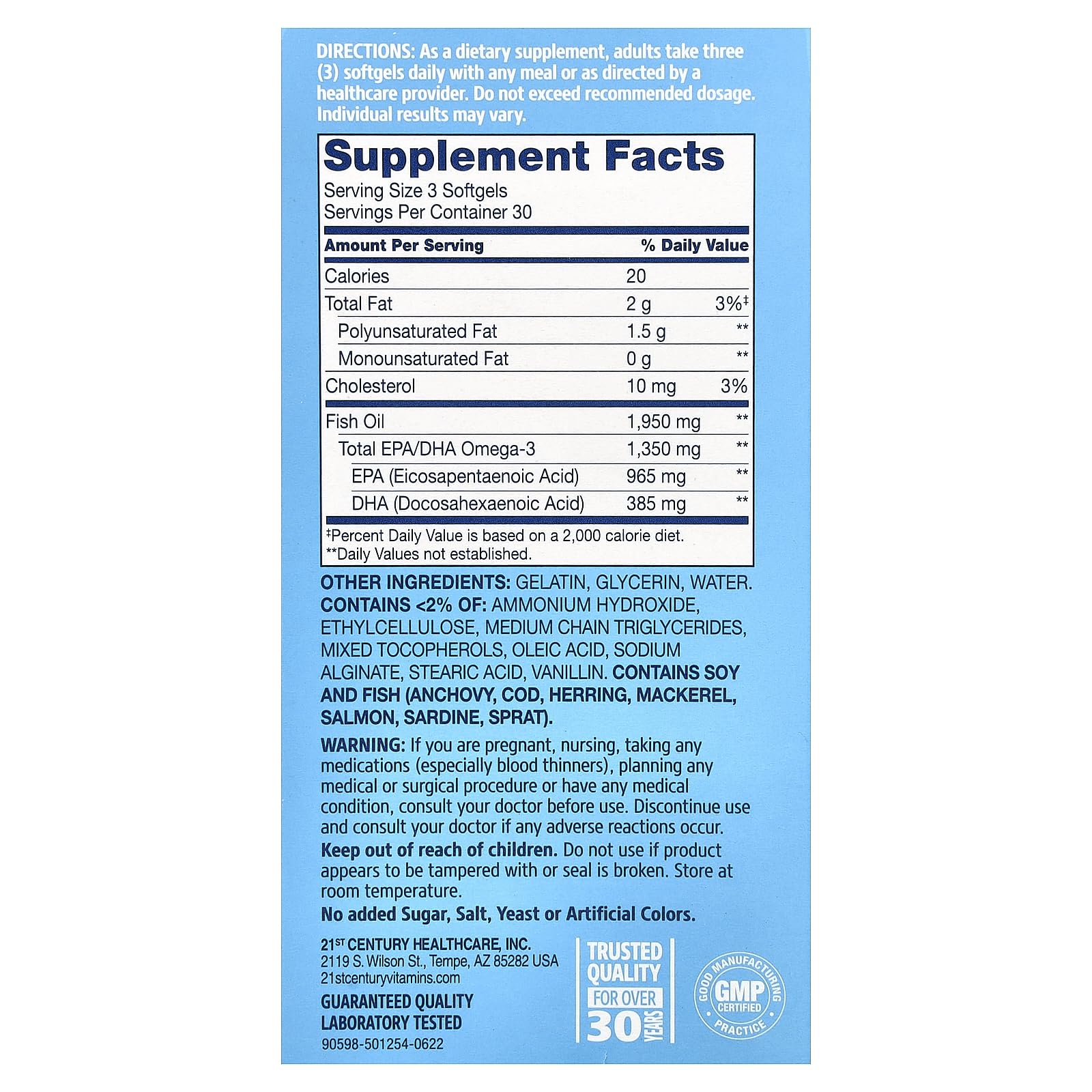 21st Century Alaska Wild Fish Oil Softgels, Mega Omega-3, Enteric Coated, 90 Count — Amazon image 2