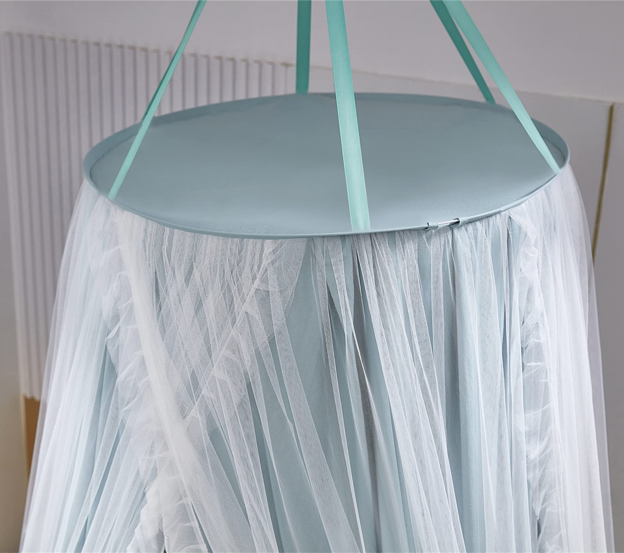 Baldacchino a Cupola Tonda a Doppio Strato per Principessa Tenda da Letto per Ragazze e Zanzariera da Sogno Decorazione Carina per Camera da Letto Castello da Gioco Angolo Lettura(Verde/Bianco)