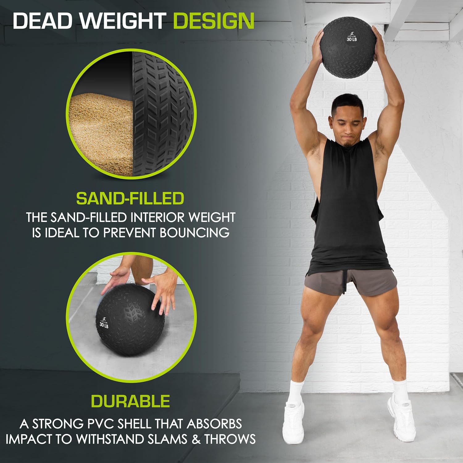 ProsourceFit Slam Medicine Balls 5, 10, 15, 20, 25, 30, 50lbs Smooth and Tread Textured Grip Dead Weight Balls for Strength and Conditioning Exercises, Cardio and Core Workouts image 5