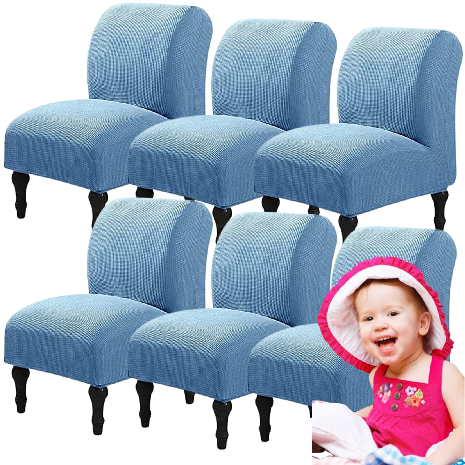 NMVAWIPT Armless Accent Chair Covers, Polyester+Spandex Stretch Slipcover, Removable Furniture Protector, For Home Hotel(57#,6pcs)