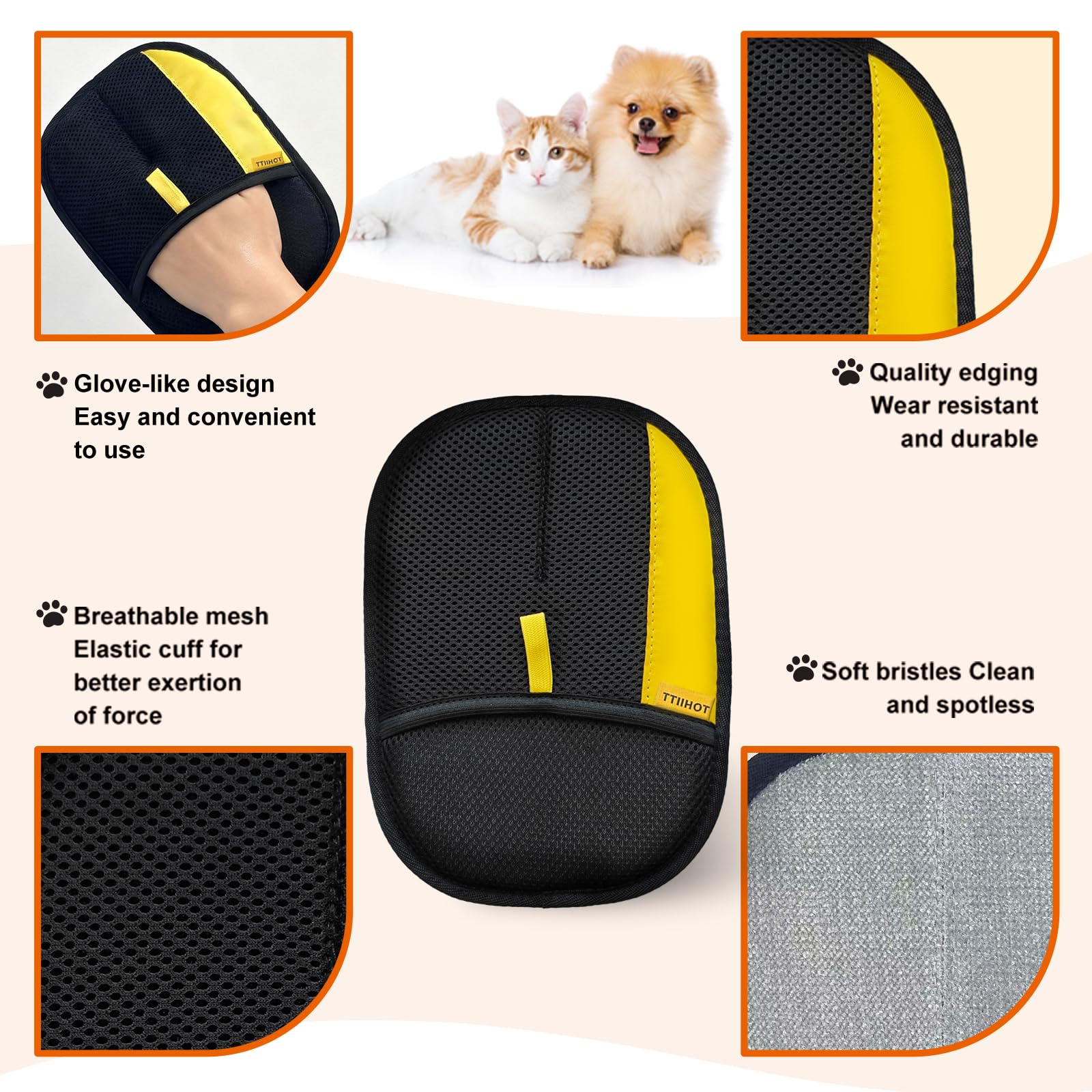 Guanti elettrostatici per la rimozione dei peli di animali domestici: 2 strumenti per la rimozione dei peli di animali domestici aggiornati per cani e gatti, efficienti, riutilizzabili, per