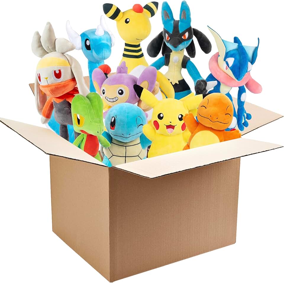 Pokemon 8" &amp; 12" Plush Mystery Blind Box 2-Pack - Get Two Officially Licensed Pokemon - Authentic Collectible Soft Stuffed Animal Toy Figures - Gift for Kids, Boys, Girls - 2+