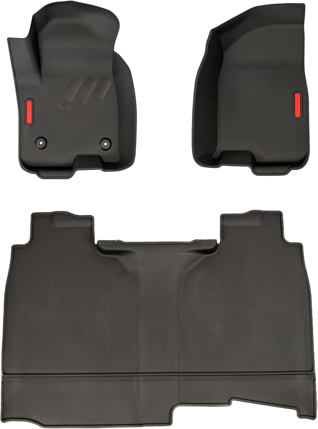 BaseLayer Floor Mats for Chevy Silverado/GMC Sierra 1500 (2019-2025), 2500/3500 HD (2020-2025) – Crew Cab Only – Made in USA – Premium All-Weather Mats – Front & Rear (Red Logo)