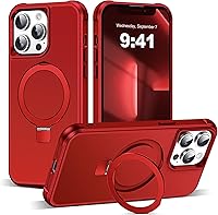 Vista 15 de Funda de grado militar compatible con iPhone 14 Plus de 6.7 pulgadas, con soporte magnético invisible tipo anillo, compatible con MagSafe y gran