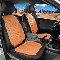 Vista 15 de LINGVIDO - Fundas de piel sintética para asientos de automóviles, protector deportivo e impermeable para vehículos, ajuste universal para Beige