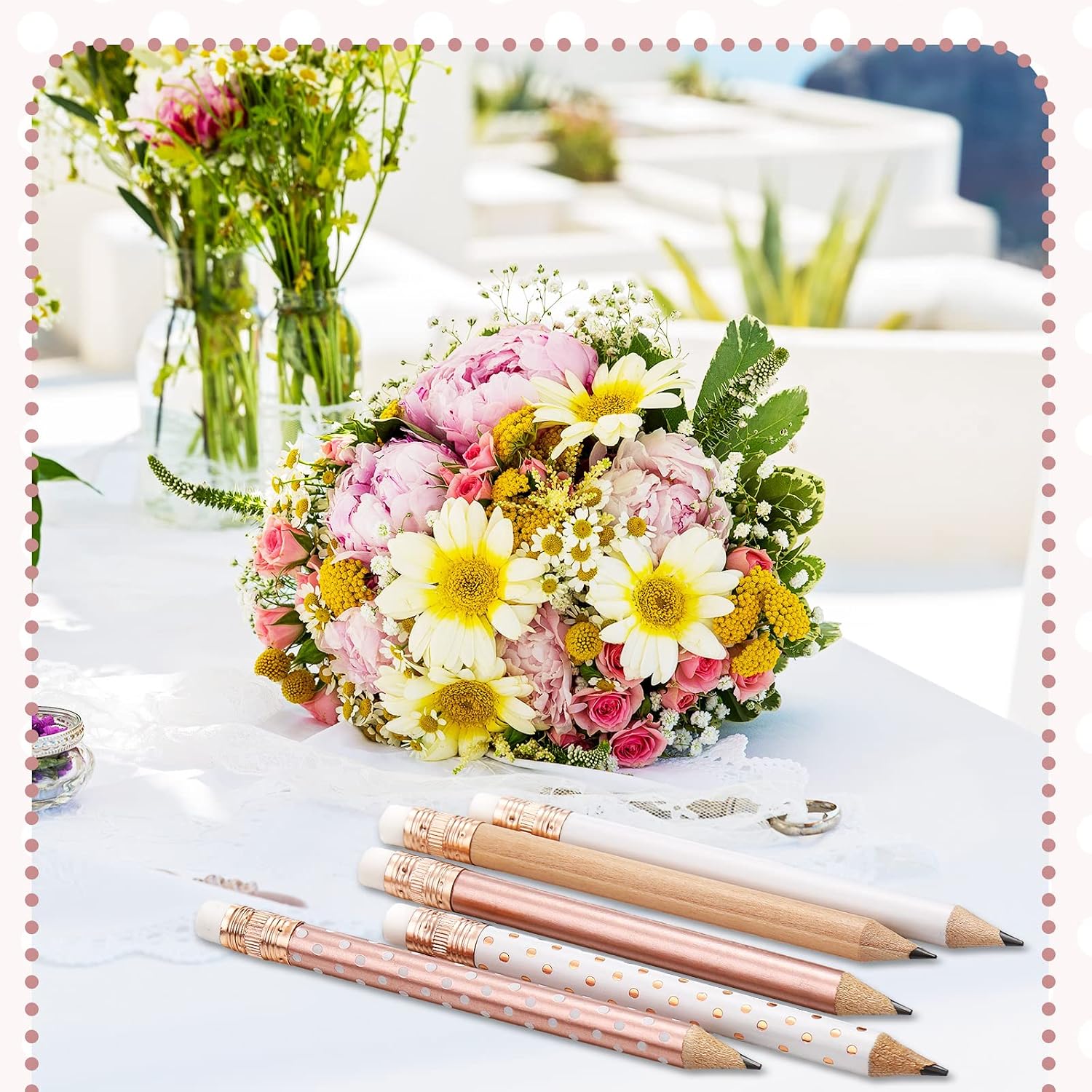 Crtiin 50 Pcs Mini Golf Pencils with Eraser Pre Sharpened 4'' Pocket Half Pencils for Bridal Shower Baby Shower Wedding Game School Office Christmas Party Favors Prize Gift(Mixed Color,Dot, Heart)