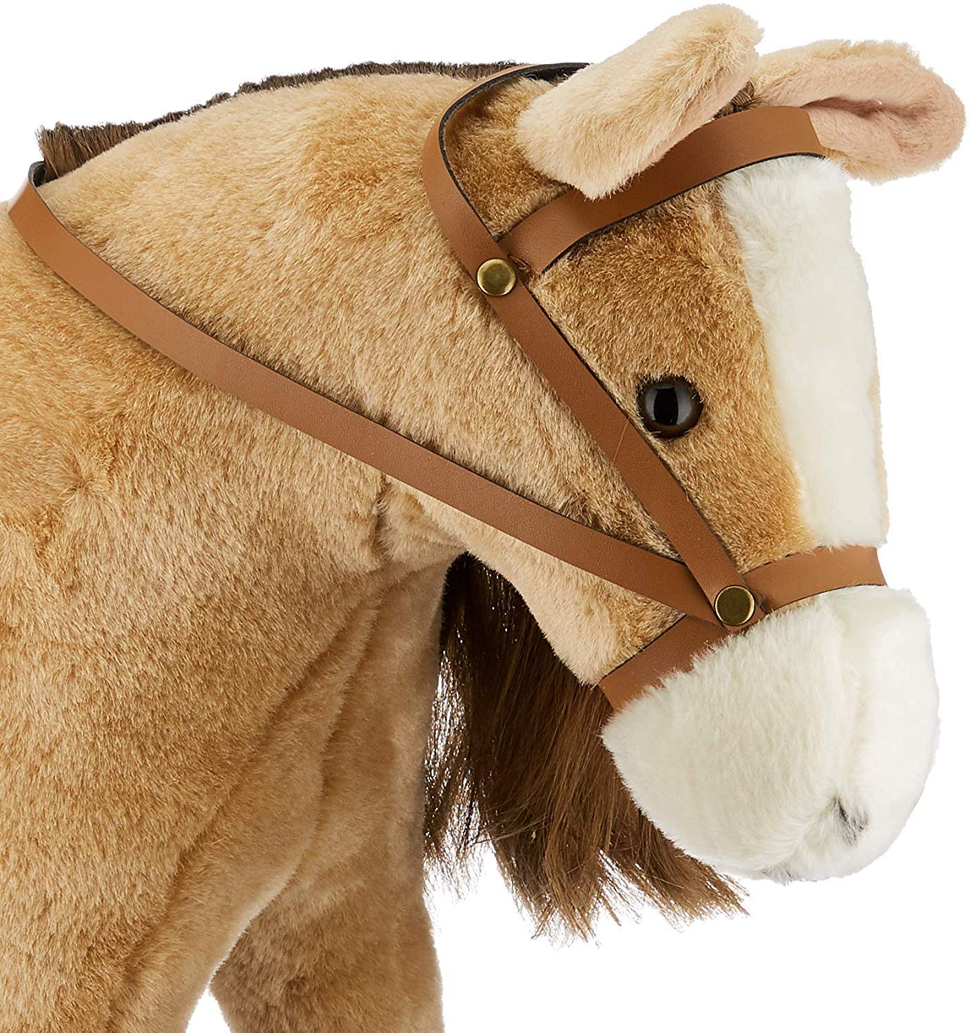Götz 3403088 Sparky Kämmpferd mit Sattel Plüschpferd für Puppen | 6-tlg Pferd, Zubehör für Stehpuppen bis 50 cm, Mähne kämmbar, Zaumzeug, Höhe ca 50 cm, Stockmaß 37 cm, für Kinder ab 3 Jahren