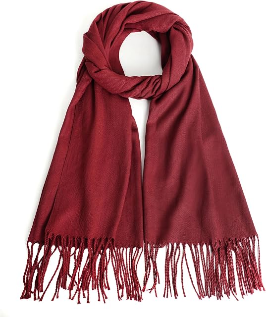 GERIINEER Winter Long Wool Soft Warm Tassel Scarves for Women Men Ladies 25 Solid color Scarfs Women Men Shawls and Wraps