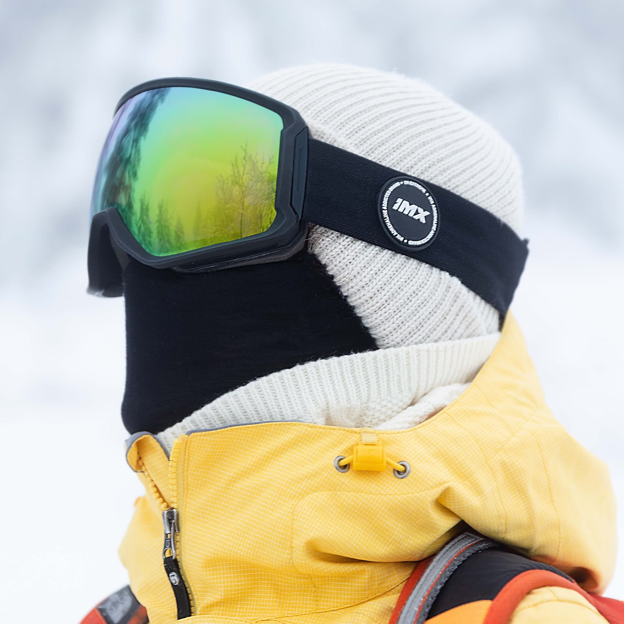 Peak Masque de Ski Snowboard Eponge Triple couche DualLens anti-rayures anti-buée et Revêtement UV large Bande avec impression silicone