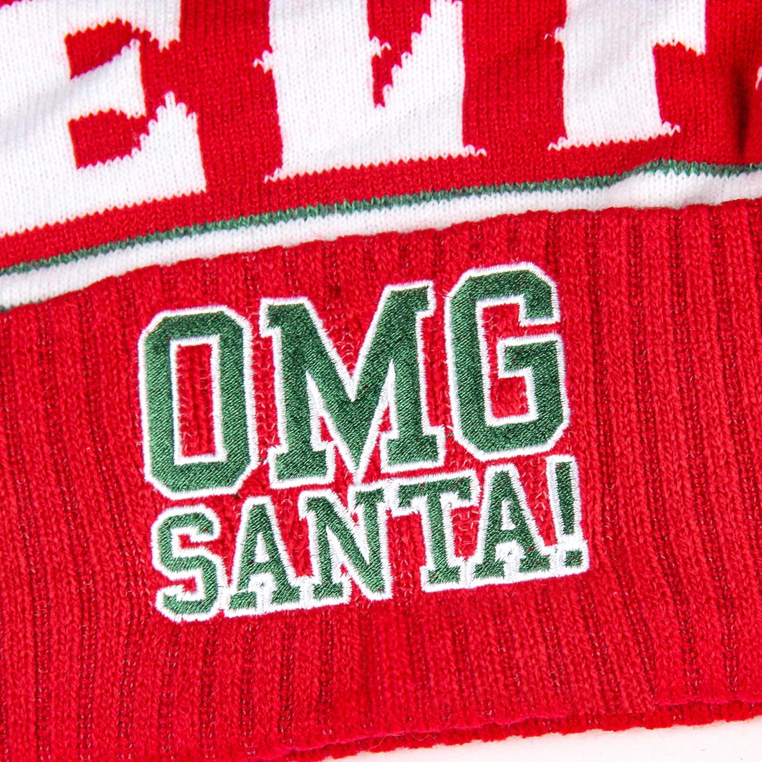 Bioworld Elf The Movie Embroidered OMG Santa! Cuff Pom Christmas Adult Beanie Hat