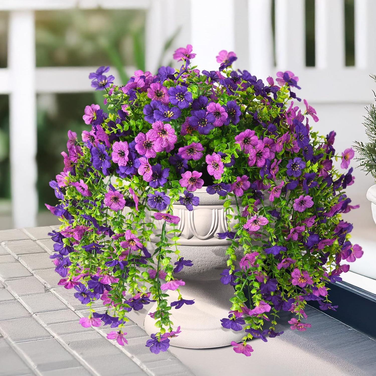 INQCMY 2Pcs Artificial Fake Hanging Flowers for Outdoors UV Resistant Artificial Plants for Spring Summer Decor Look Real Faux Flowers for Outside Home Planter Porch Patio Decor - Image 4