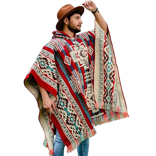 Men Poncho - Alpaca Wool poncho – Warm Ecuadorian Cloak, Thick Western Gaban, Cowboy Serape Shawl, – Clint Eastwood Style