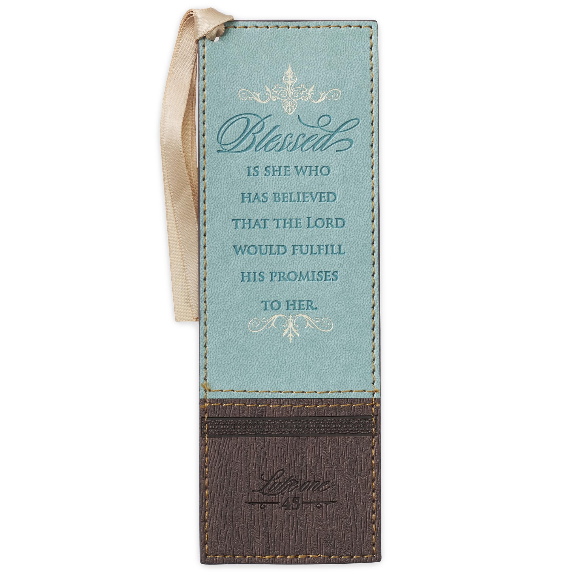 Christian Art Gifts Faux Leather Scripture Bookmark: Blessed is She