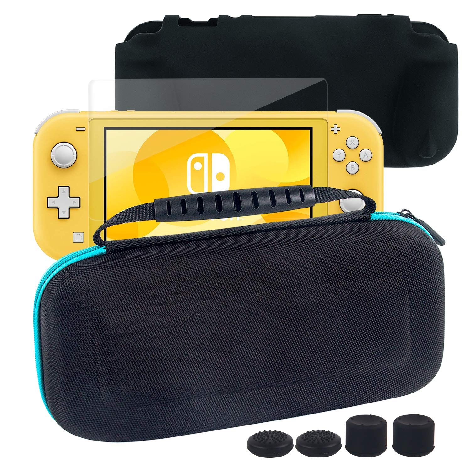 CHIN FAI Carrying Case Pouch Organizer,go with Silicone Protecive Skin,Screen Protector and Thumb Grip Caps for Nintendo Switch Lite
