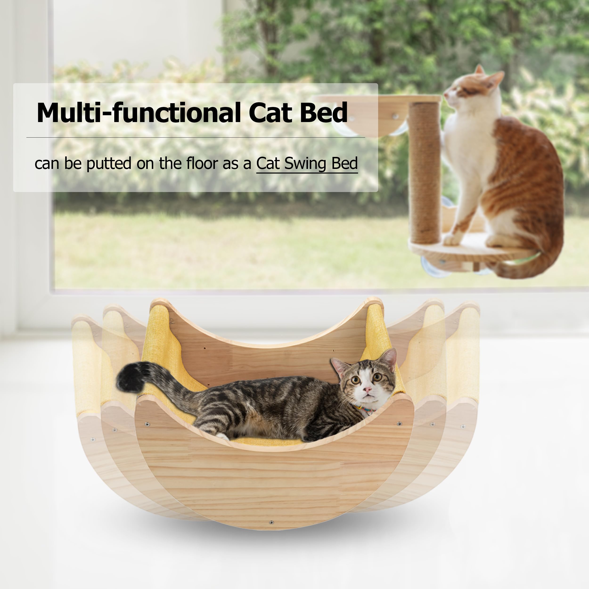 Window Cat Beds for Indoor Cats Perches Moon Shelves Mounted with Strong Suction Cups Cat Window Seat for Sleep and Watch Birds