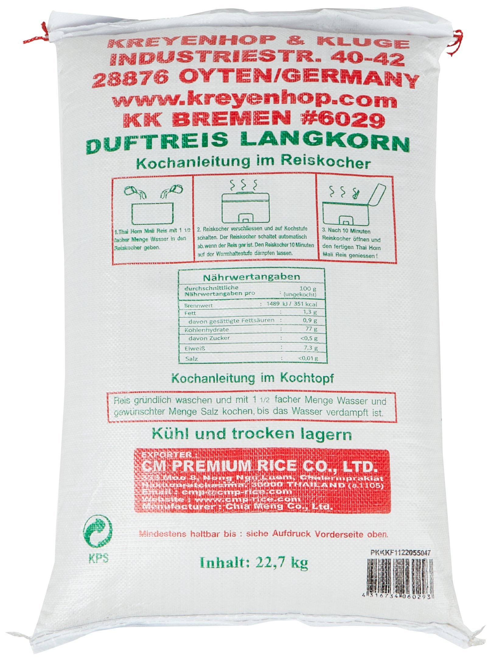 GREEN PEACOCK Duftreis, Langkorn 100%, 1er Pack (1 x 22.7 kg)