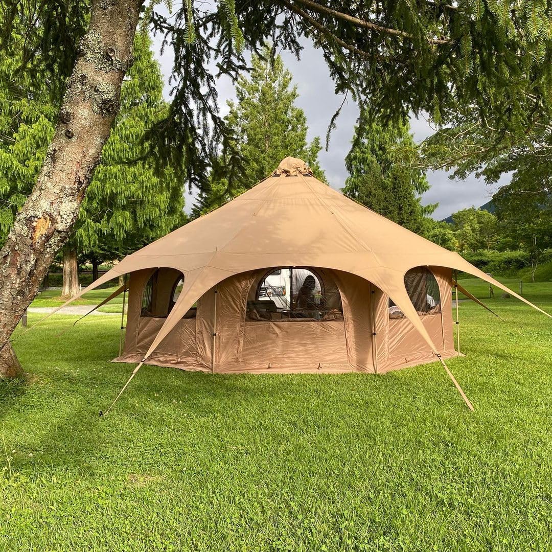 TOMOUNT Tipi Tente en coton pour 6-8 personnes - Tente familiale en toile pyramides - Grande tente glamping pour camping, randonnée, festival, fête, mariage, fête musicale