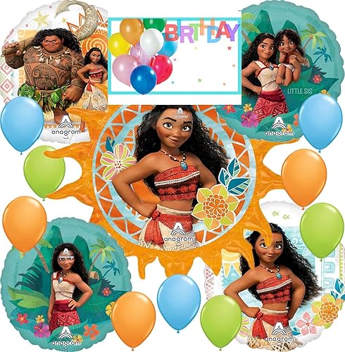Moana - Ramo de globos de papel de aluminio, multicolor, accesorio de fiesta, para cumpleaños