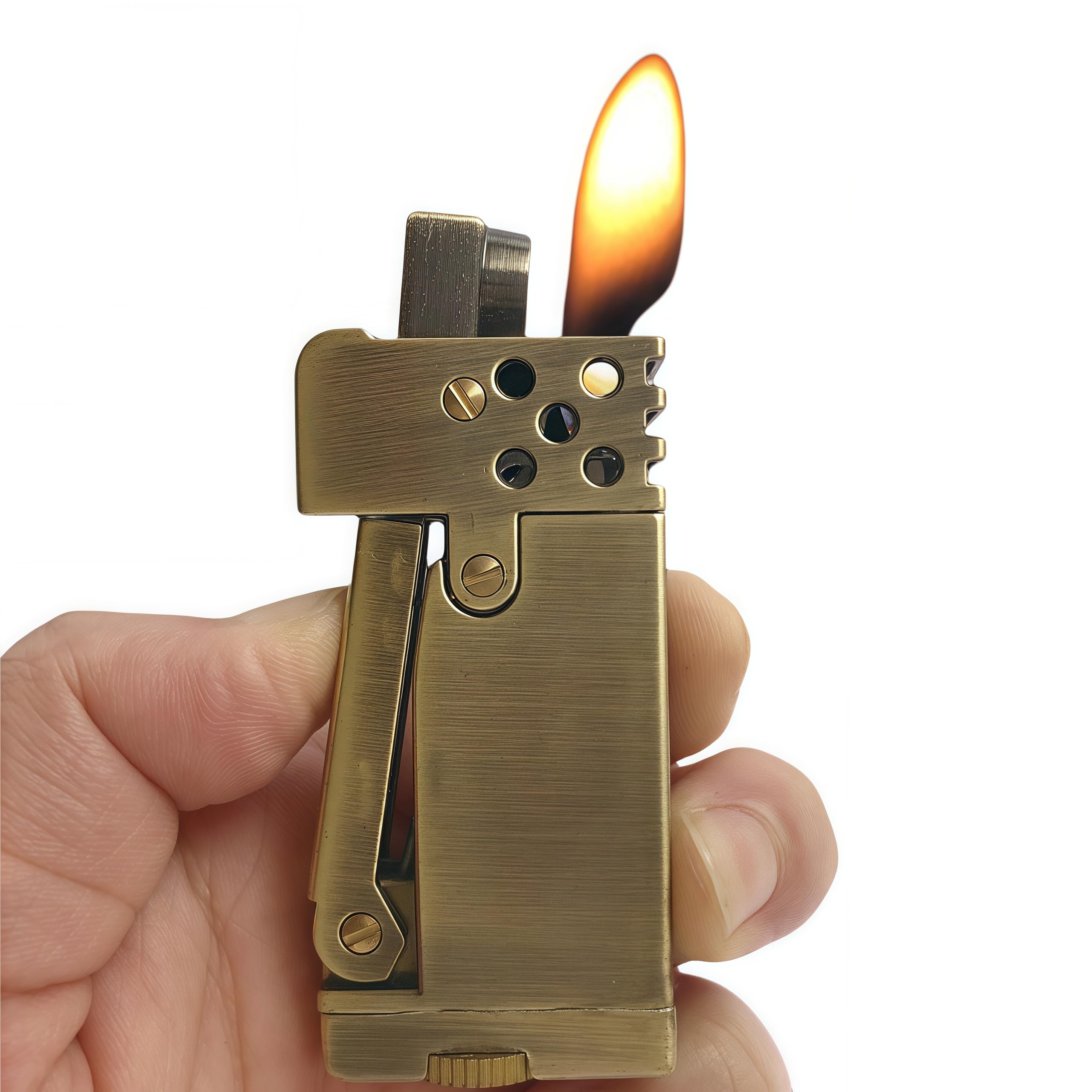 Metritcook Men's Bronze Kerosene Lighter Cool Antique Lighters Refillable Kerosene Soft Flame Lighters Vintage Metal Lighter Unique (Bronze)