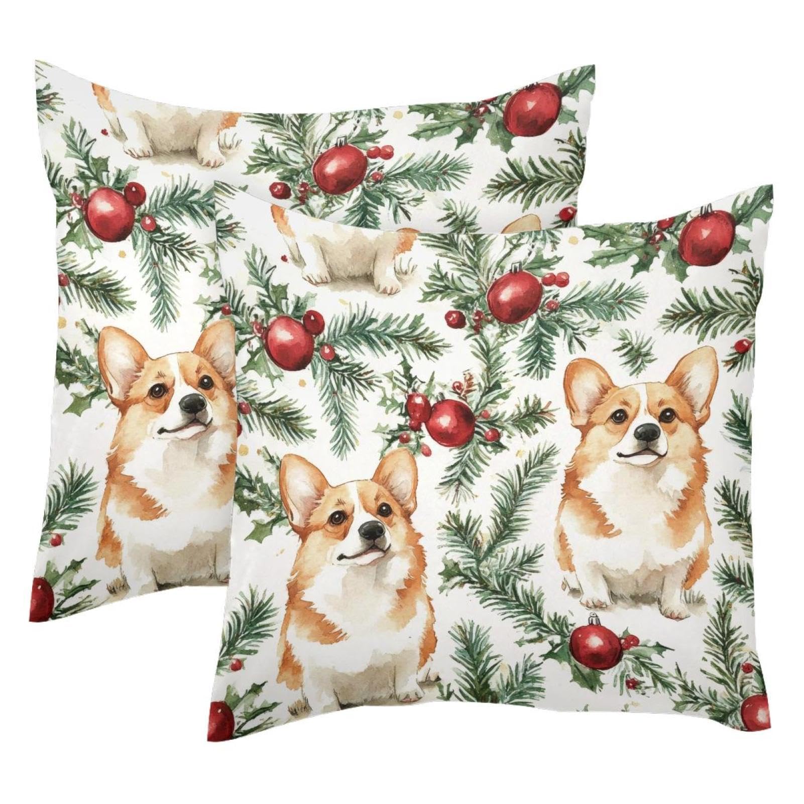 Coussin de Noël motif corgi en velours pour réchauffer votre intérieur