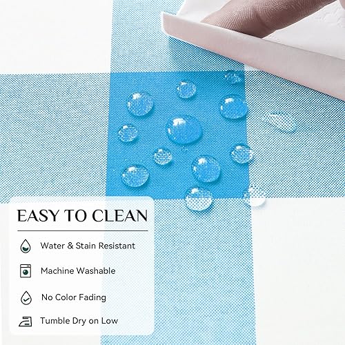 Miniatura 4 de Softalker Mantel rectangular a cuadros a cuadros, impermeable, resistente a las manchas, lavable, para picnic, campamento, al aire libre, color azul
