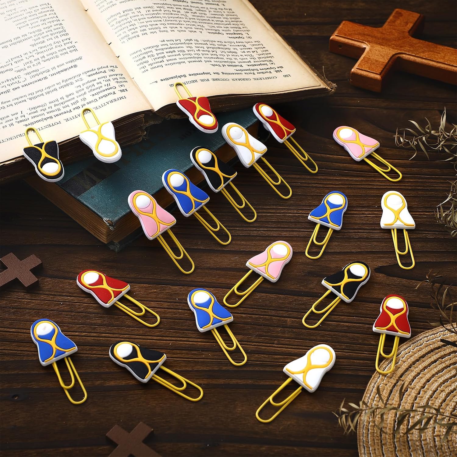 30 Pcs Jesus Paper Clips Christian Bookmarks for Kids Cross Paperclip for Bible Cute Virgin Mary Gift Religious Bookmark for Sunday School Study Supplies Easter Mother Gift Church Party Favor image 2