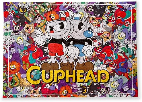 Cuphead and Mugman Collage 1000-Piece Jigsaw Puzzle, Brain Teaser for Kids and Adults | 28 x 20 Inches