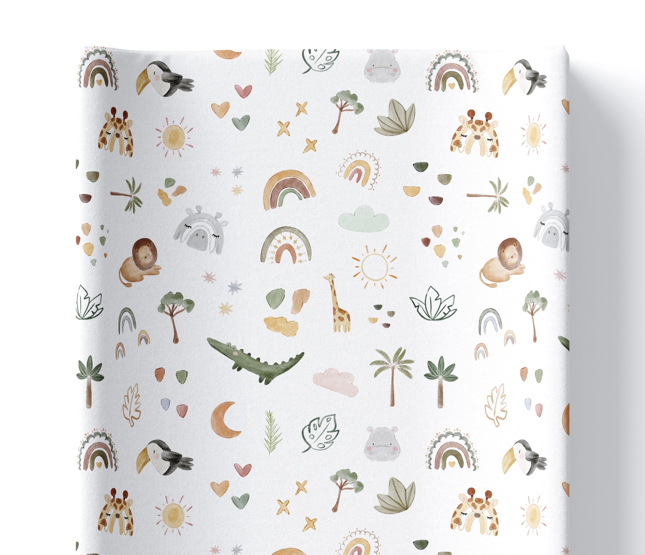BabyBells Deluxe Boho Safari Animals Unisex Baby Boy Girl Anti Roll Wedge Changing Mat