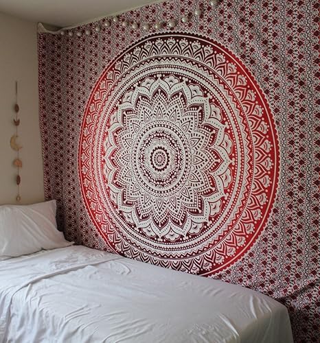 Vista 160 de Popular Handicrafts Tapestry Wall Hanging Hippie Ombre Mandala Bohemian HippyMetallic Shine Intricate Indian Tapestries Bedspread 84 x 90 Inches