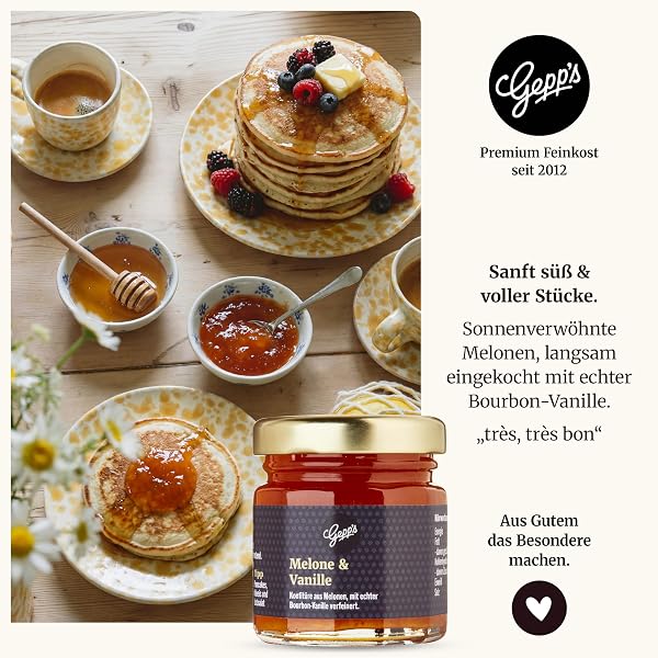 Gepp's Feinkost Frühstück Marmeladen Set I Mini Konfitüren in verschiedenen Geschmacksrichtungen I Geschenk mit Spezialitäten wie Mango Ingwer Erdbeer & Champagner Fruchtaufstrich zum Muttertag - 4