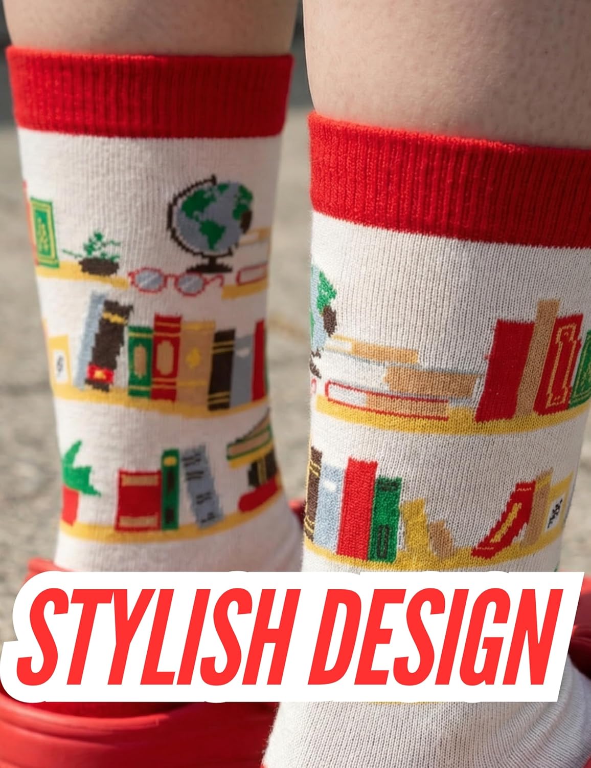 InnoBeta Book Lover Gifts for Women, Gifts for Readers Book Lovers, One Size Crew Socks, So Many Books So Little Time - Image 4