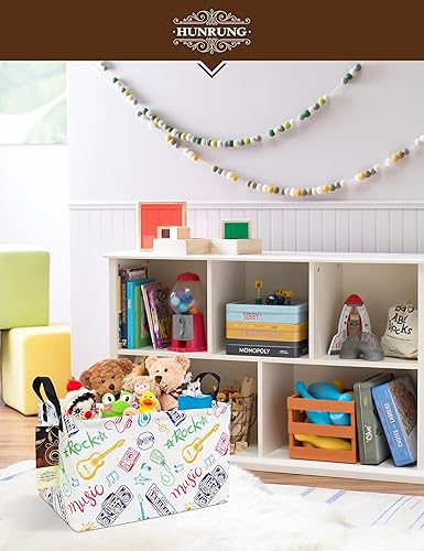 Miniatura 15 de HUNRUNG Cesta rectangular de almacenamiento de lona, bonita cesta organizadora de lona para mascotas, juguetes de niños, libros, ropa, perfecta