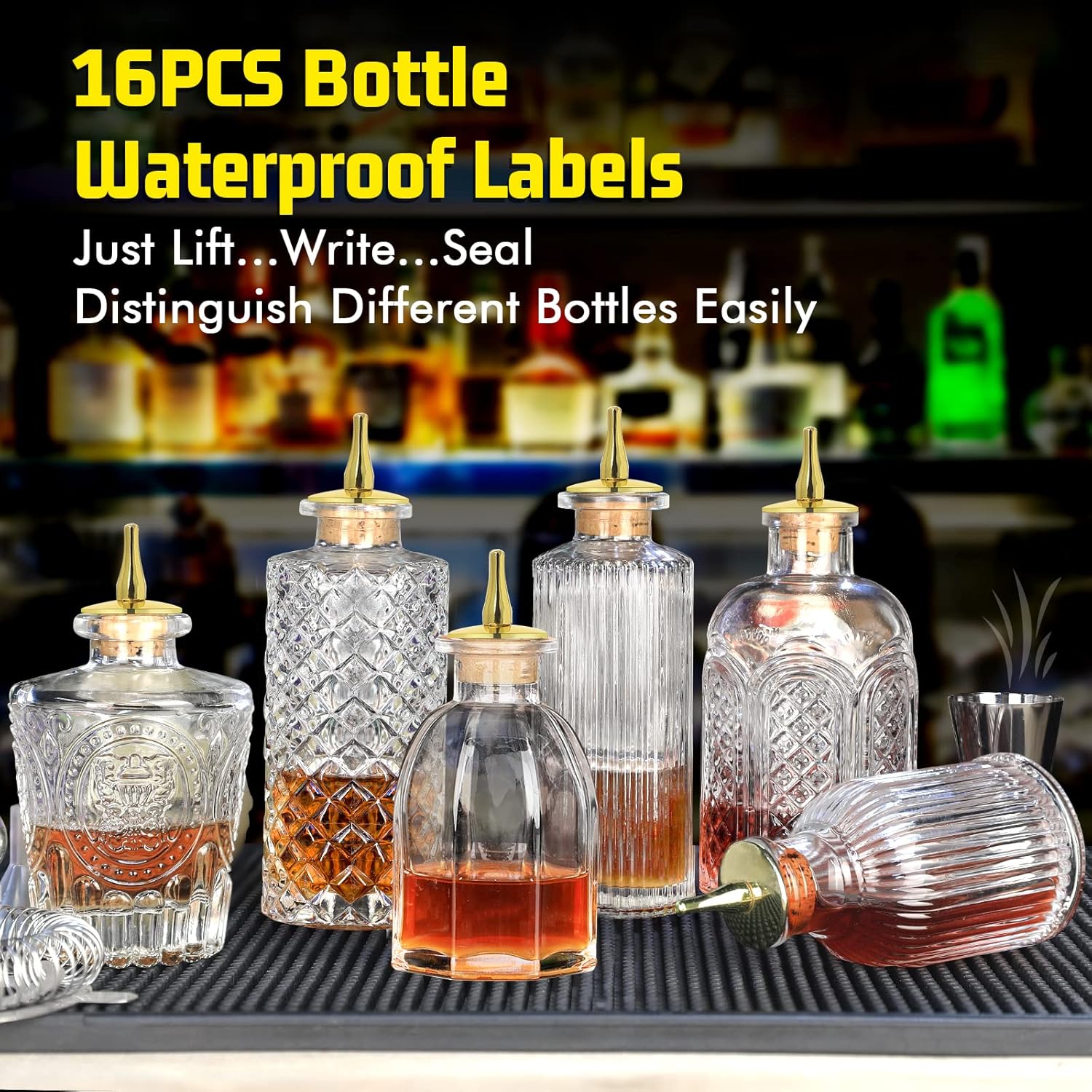 SuproBarware Bitters Bottle for Cocktail Set of 6 - Glass Dasher Bottles with Dash Top and Stopper Great Dispenser Bottle for Your Bitters Great for Homemade Cocktail and Bartender