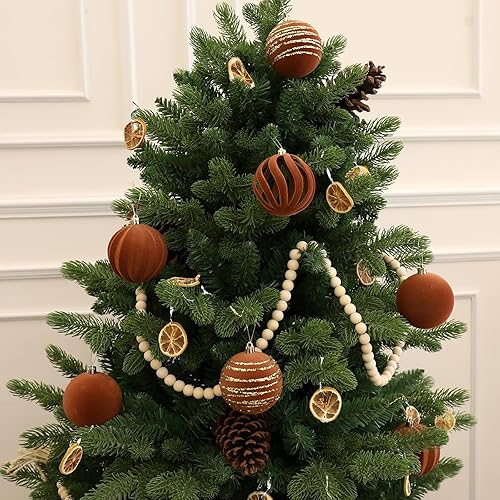 Miniatura 6 de Juego de 12 adornos de Navidad, bolas de terciopelo flocado de 3.15 pulgadas con diseños pintados a mano, elegantes decoraciones de árbol de Navidad