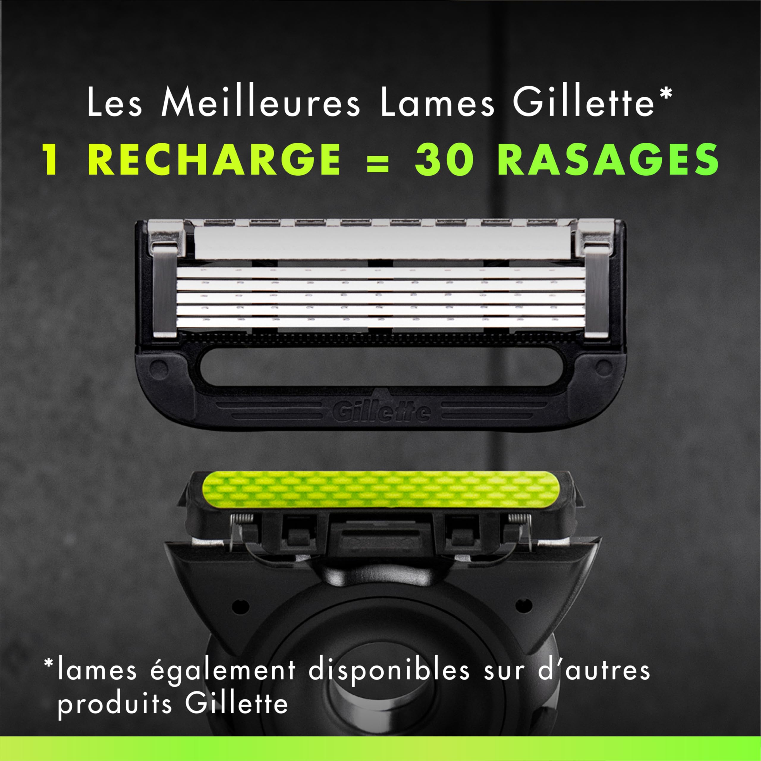 Gillette Labs Rasoir Homme, avec 1 Recharge, Noir | Manche Réutilisable en Métal, Cartouche de Rechange à Lames Affutées, Tête Flexible, Rasage Efficace, Socle Magnétique