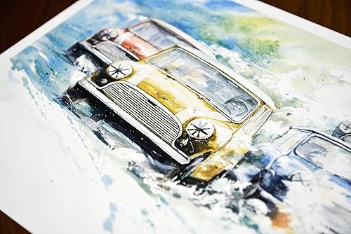 Miniatura 7 de MINSEOK Carteles de acuarela para coche, decoración de habitación, arte A3 de alta calidad, imágenes de impresión de auto antiguo, regalo perfecto