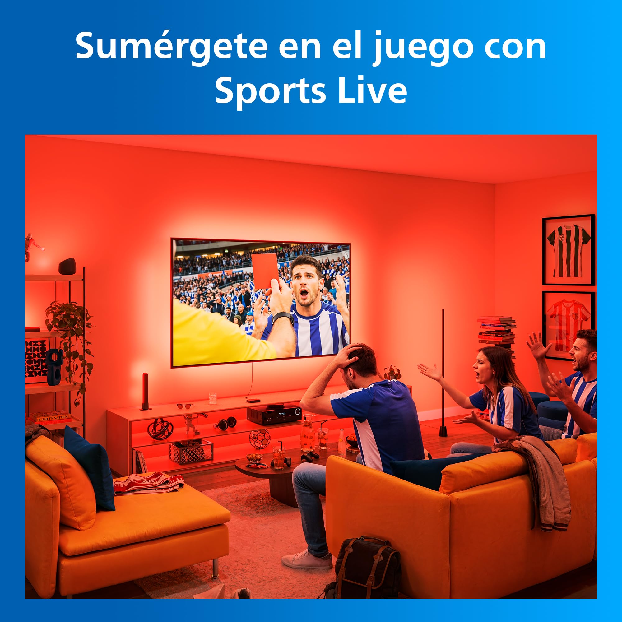 Philips Smart Lighting Sync Box HDMI 2.1 8K, Retroiluminación TV 55"-65", Tira LED RGBIC, Actualización Ultrarrápida, Luz Personalizable, Fácil de Instalar, TV, Cine, Juegos, Requiere Entrada HDMI