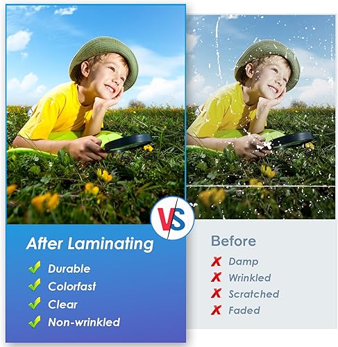 Miniatura 3 de KTRIO Paquete de 25 hojas de laminación autoadhesivas de 8.5 x 11 pulgadas, 0.157 in de grosor, bolsas laminadas autoadhesivas transparentes, sin