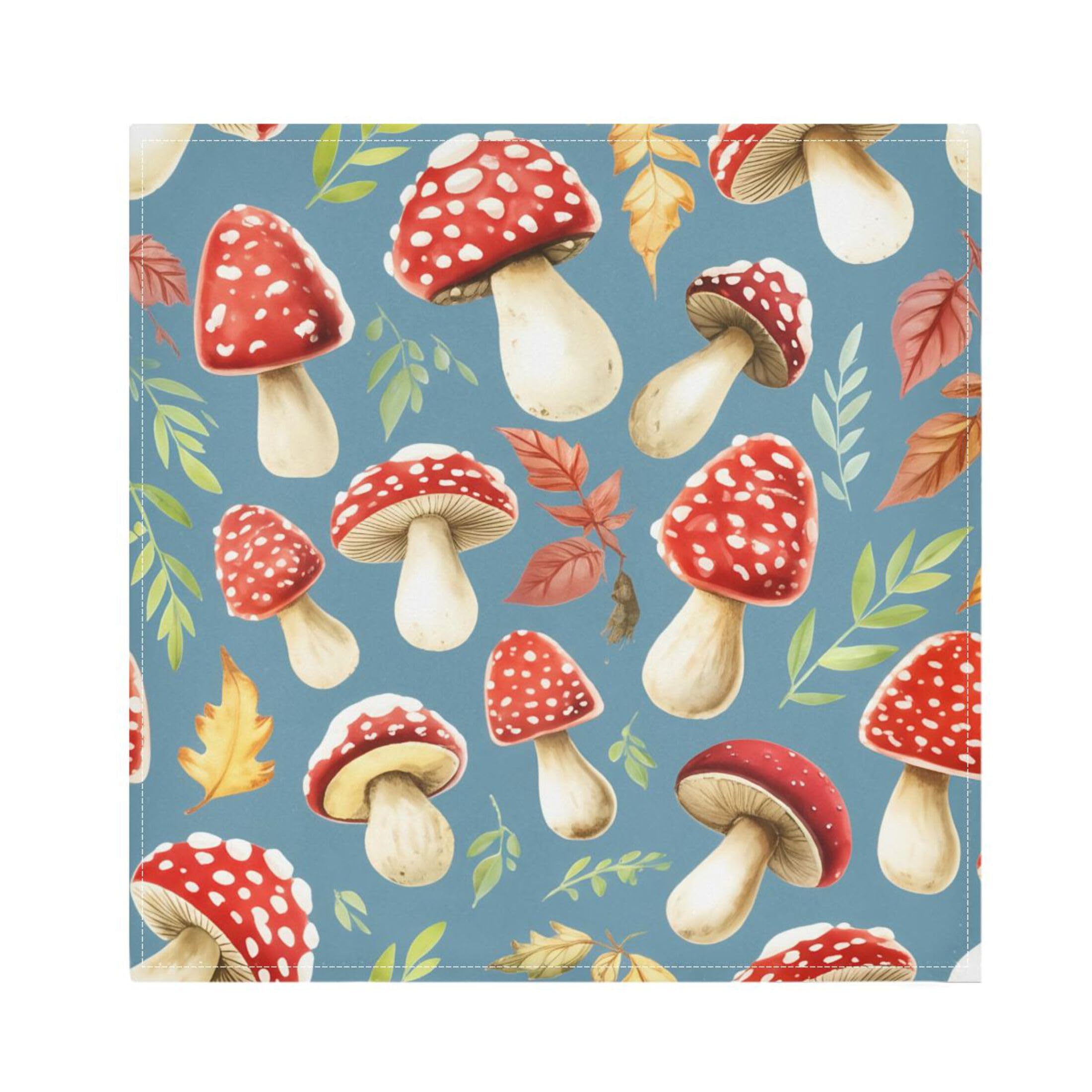 Fuauuyl Cloth Napkins Set of 4 Mushrooms Leaves Dinner Napkins 20x20 in, Washable & Reusable Fabric Table Napkin for Dining Parties Holiday, Eco-Friendly