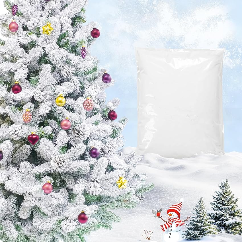 Neve Finta per Albero di Natale 907 g - Neve Finta Realistica e Soffice, Decorazione Invernale per Alberi di Natale, Corone, Composizioni Floreali e Progetti Fai da Te | Decorazione Natalizia Bianca