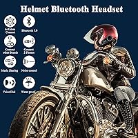 Vista 2 de QSPORTPEAK Cascos de motocicleta intercomunicador Bluetooth, casco M2C Bluetooth para 2-6 conductores con pantalla LCD, cancelación de ruido