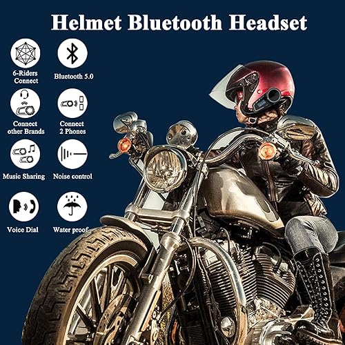 Miniatura 2 de QSPORTPEAK Cascos de motocicleta intercomunicador Bluetooth, casco M2C Bluetooth para 2-6 conductores con pantalla LCD, cancelación de ruido