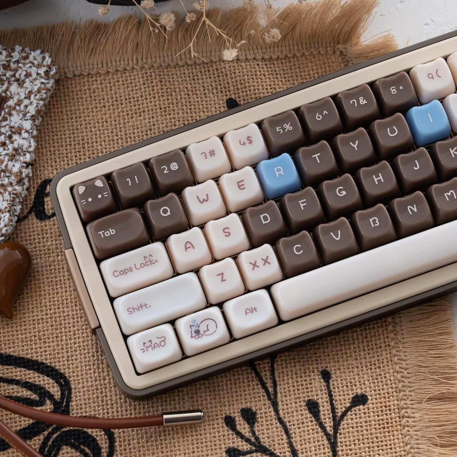 Crystal Keycaps, Cat Shape Clear Keycaps Transparent, Mao Profile, 148 Keys Shine Through Custom Set for Mechanical Keyboards, 60-100% Compatible (Siamese-Cat-Keycap-Set)