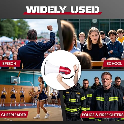 Miniatura 19 de MyMealivos 50W Bluetooth Megaphone with Rechargeable Battery-Professional Bullhorn with Siren&240s Recording Supports USB/SD/3.5mm Aux-1600ft Range