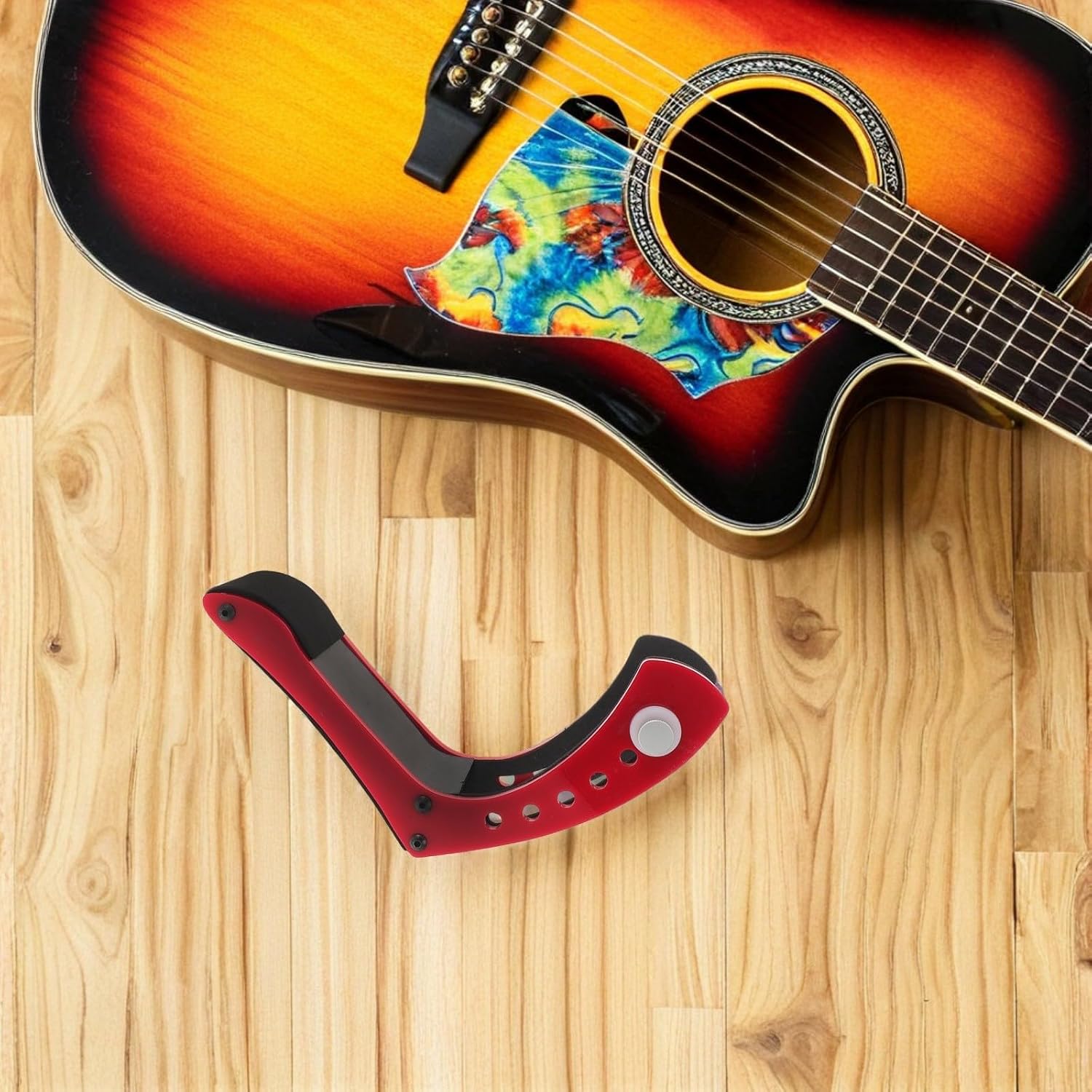 UKCOCO Ergonomic Adjustable Guitar Foot Stool with 6 Quick Levels Sponge Padded Stable Support for Electric Guitar for Practice and Venues Random Color
