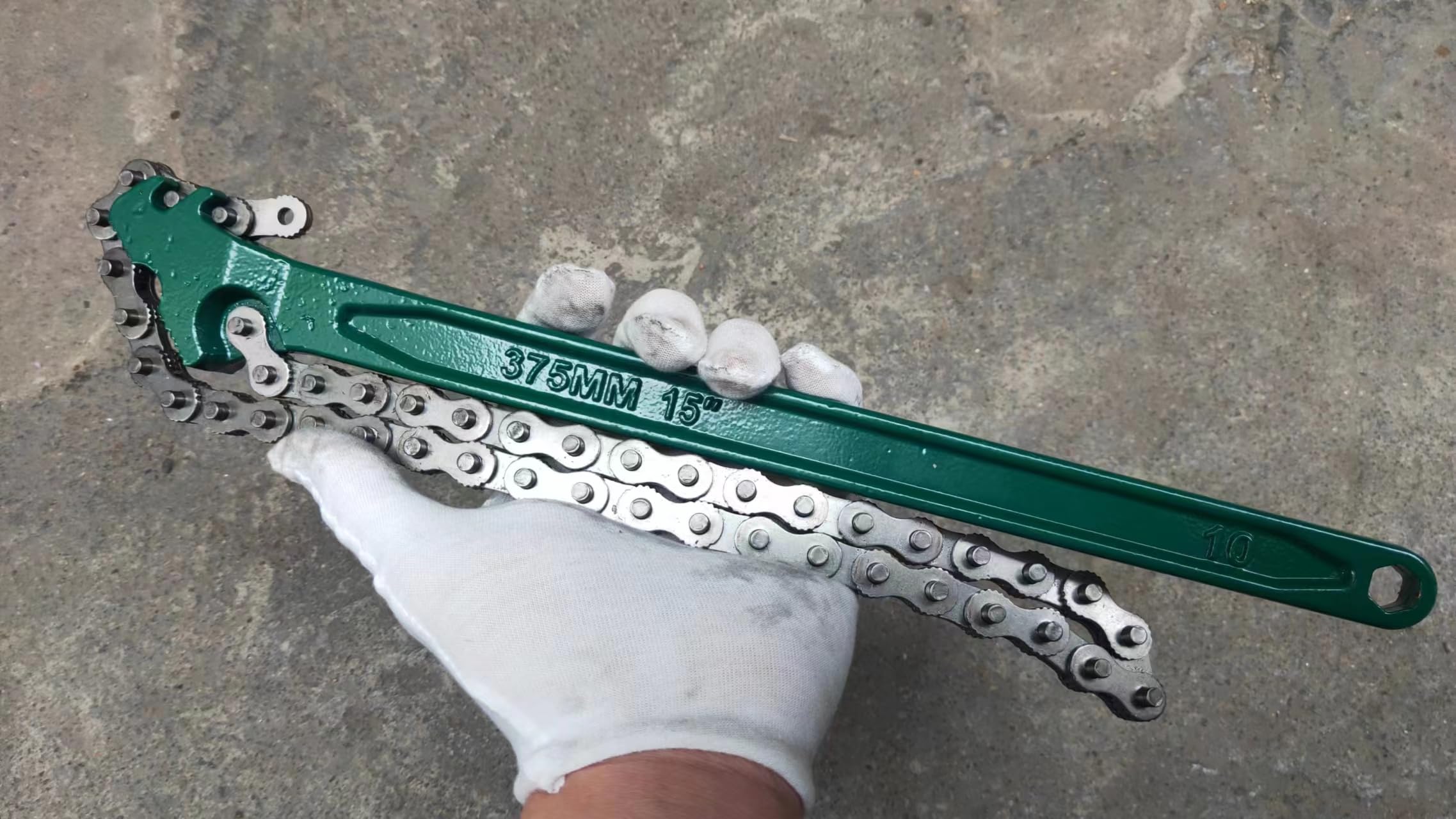 Llave de cadena de trinquete de alta resistencia de 15 pulgadas, llave para filtro de aceite, herramienta reversible para ajuste de tuberías de diámetro máximo de 8 pulgadas, herramienta con cadena
